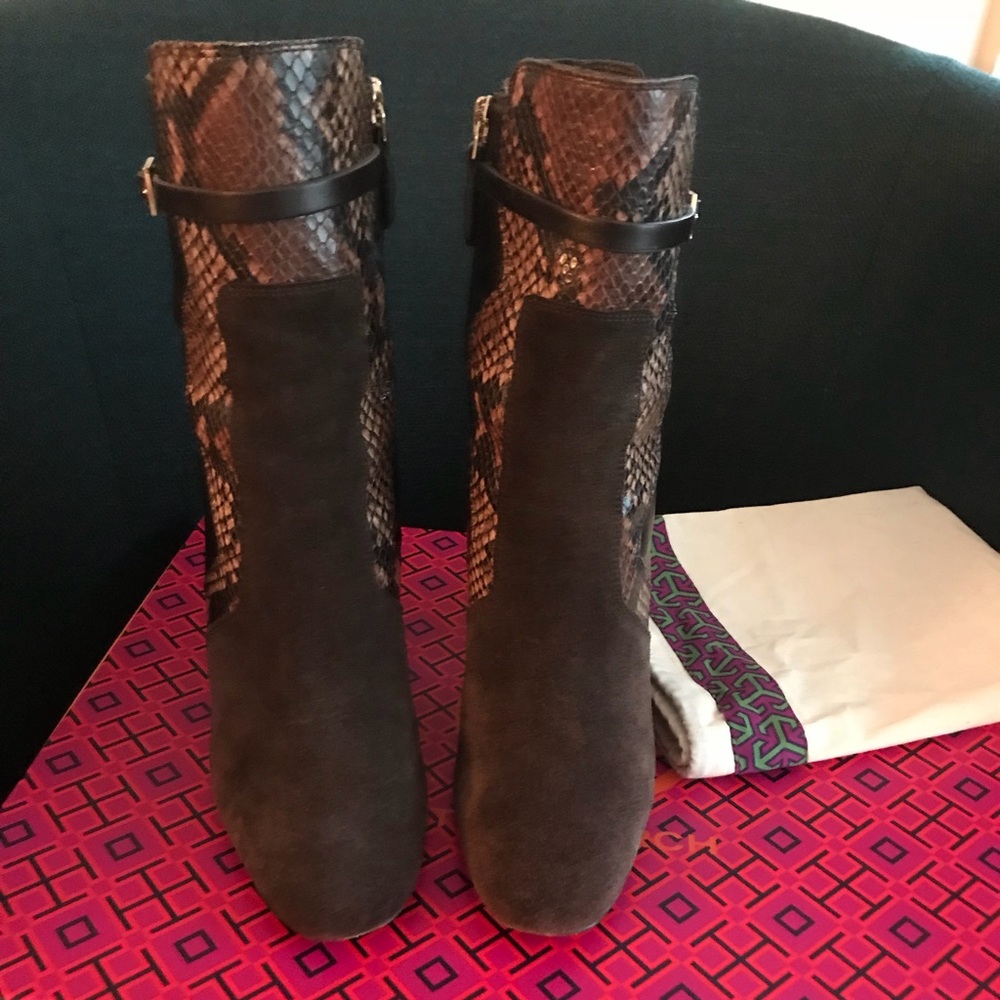 Tory Burch Leather and Suede Boots